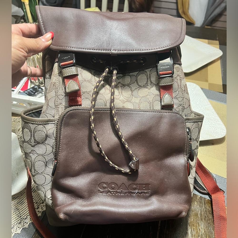 Coach Brown and Red Signature Backpack wallet included.